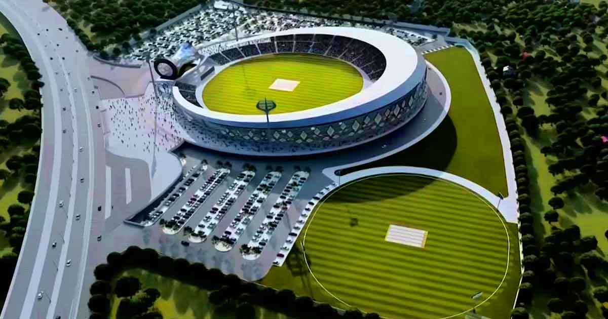 Varanasi Cricket Stadium त्रिशूल डमरू अर्ध चंद्राकार में बन रहा है गजब का क्रिकेट स्टेडियम 9654